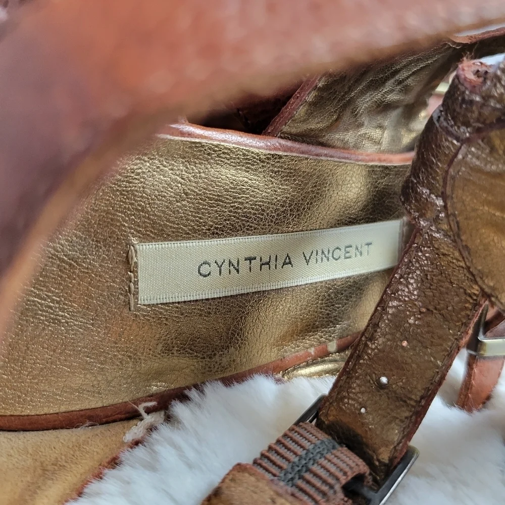 CYNTHIA VINCENT // jagger wooden platform leather gladiator wedge heels